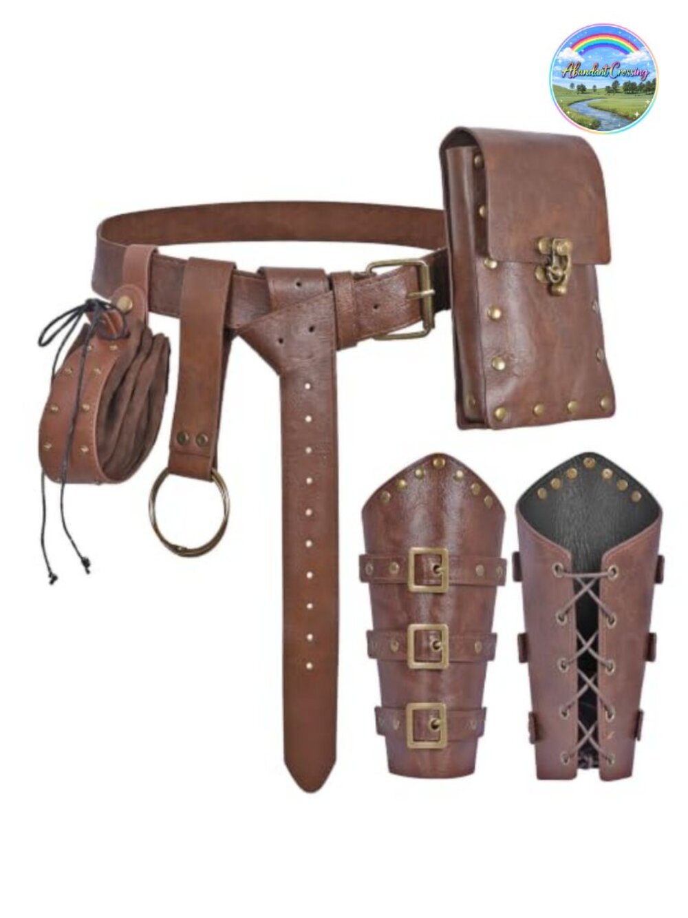 Faux Leather Renaissance Belt Pouch Set Costume Accessory